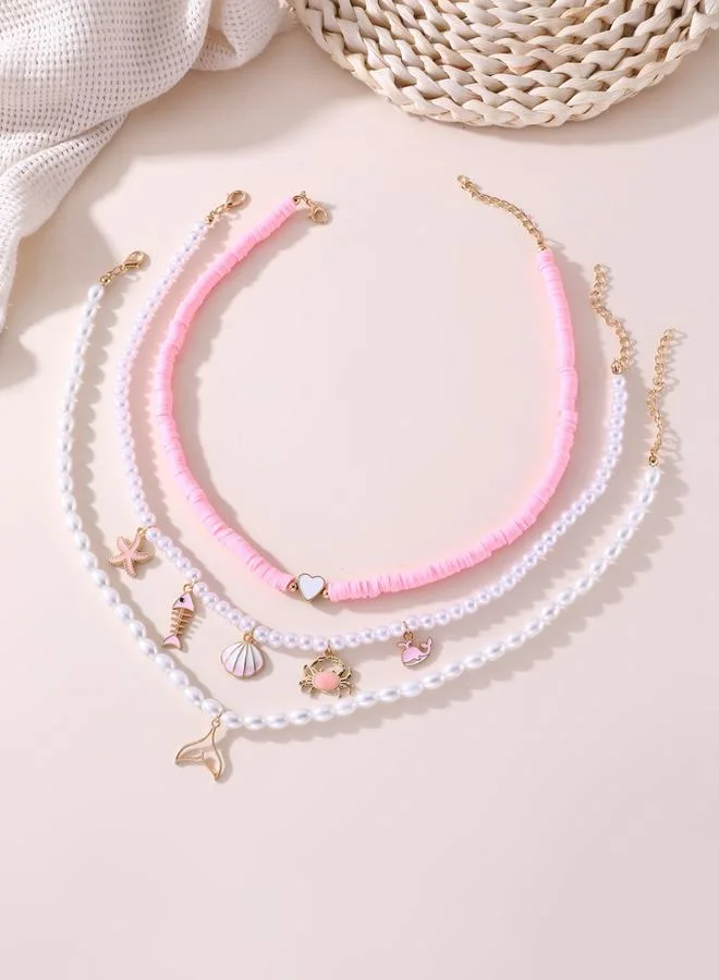 تايك تو طقم 3 قطع عقود خرز مع دلايات